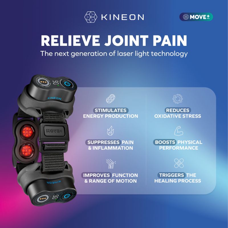Kineon Move+ Pro advanced red light & laser therapy device designed to relieve pain, reduce inflammation, & speed recovery. UAE dubai online shopping saudi arabia qatar kuwait oman bahrain.