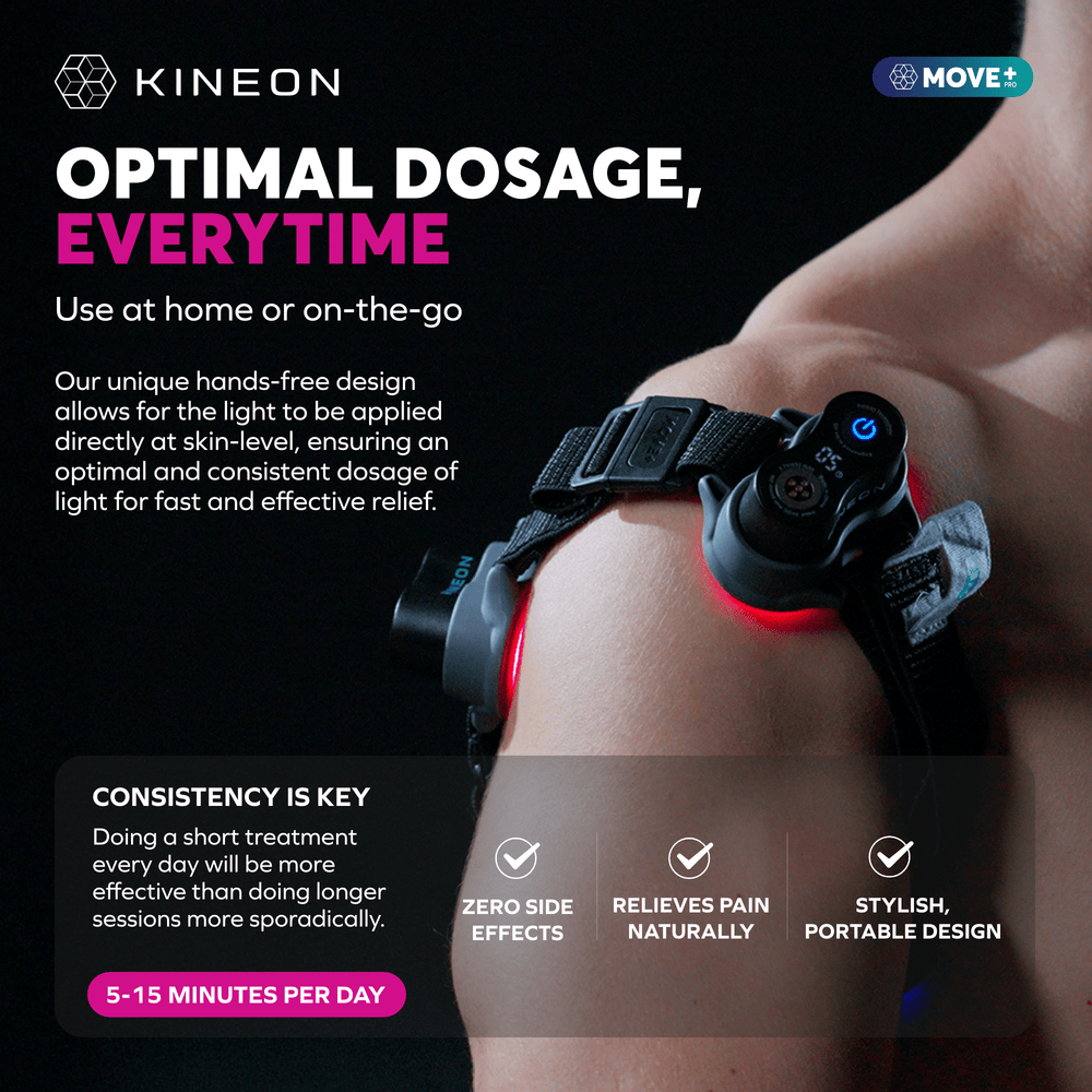 Kineon Move+ Pro advanced red light & laser therapy device designed to relieve pain, reduce inflammation, & speed recovery. UAE dubai online shopping saudi arabia qatar kuwait oman bahrain.